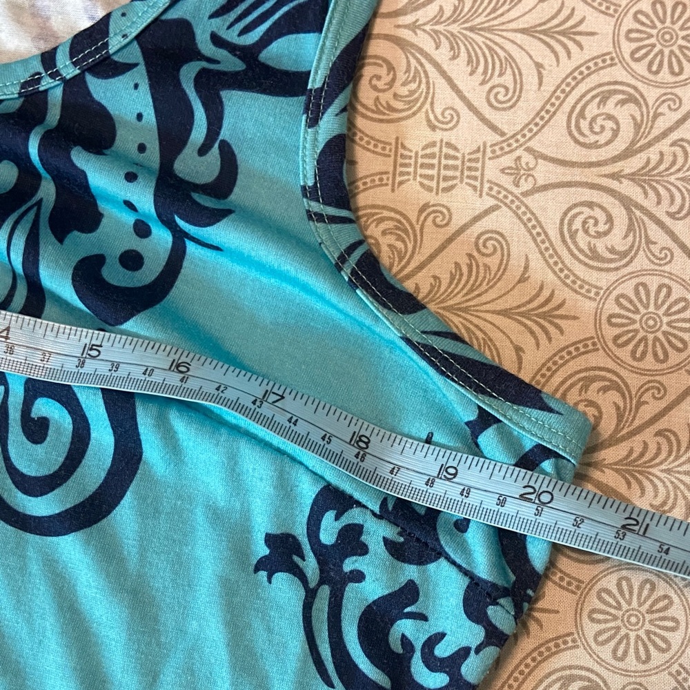 3/$12 Fensace Blue Filigree Damask Skater Dress Tank Midi Sundress XL XLarge - Picture 2 of 12